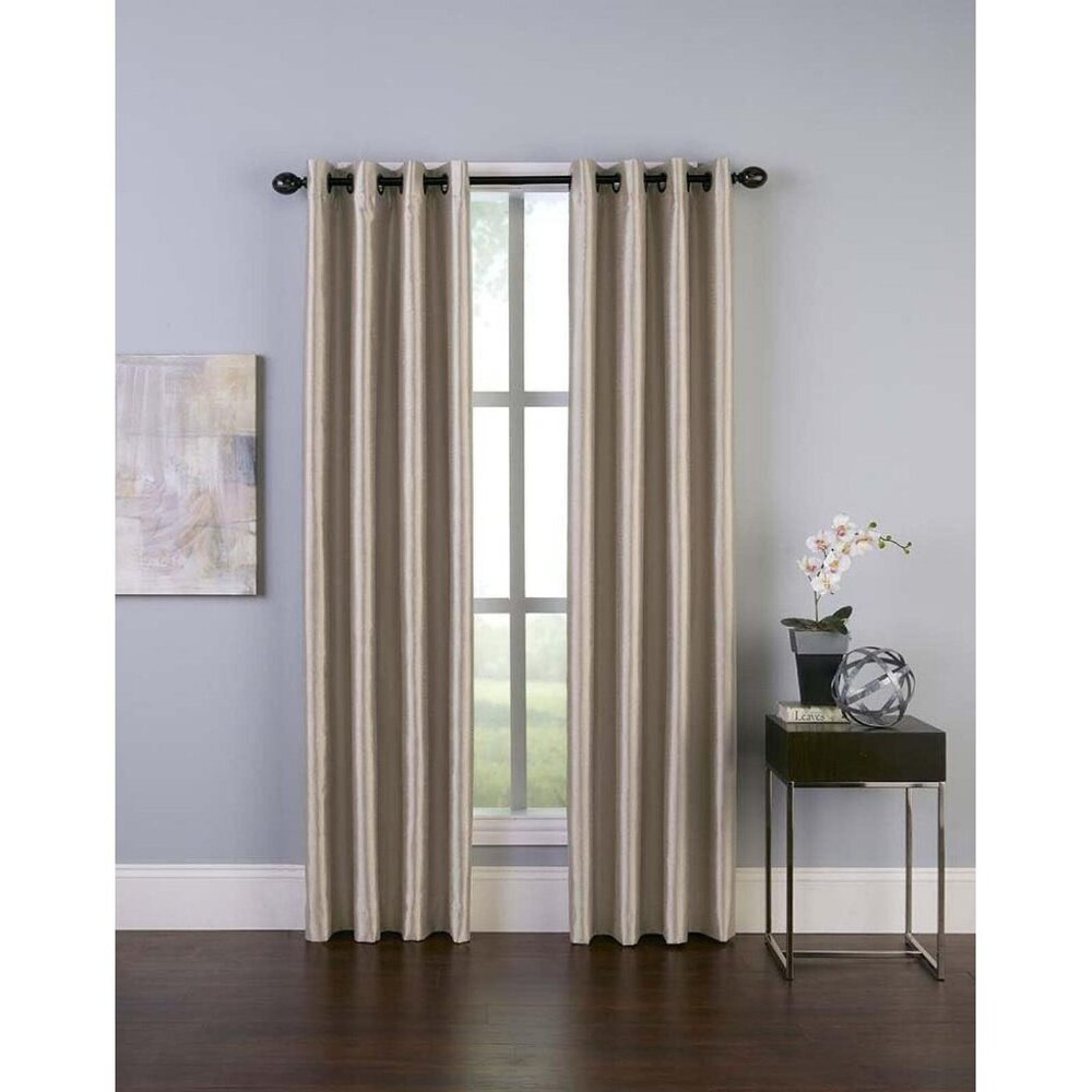 NWT Curtainworks Faux Silk 1 Piece Grommet Curtain Panel Sand Brown 50 x 144